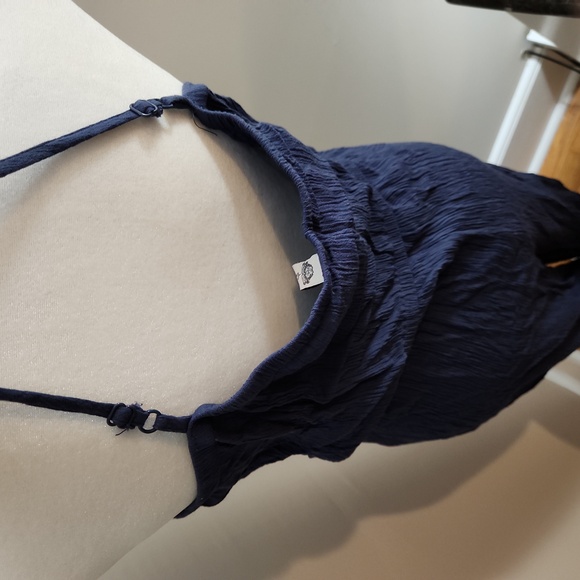 American Rag Size XL Navy Blue White Design Spaghetti Strap Jumpsuit - Picture 9 of 11